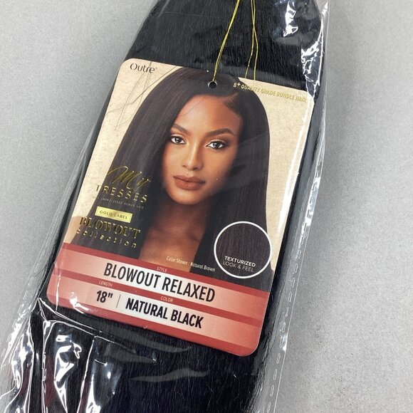 Blowout Relaxed 18” Natural Black 100% Unprocessed Human Hair Extensions - Picture 3 of 5